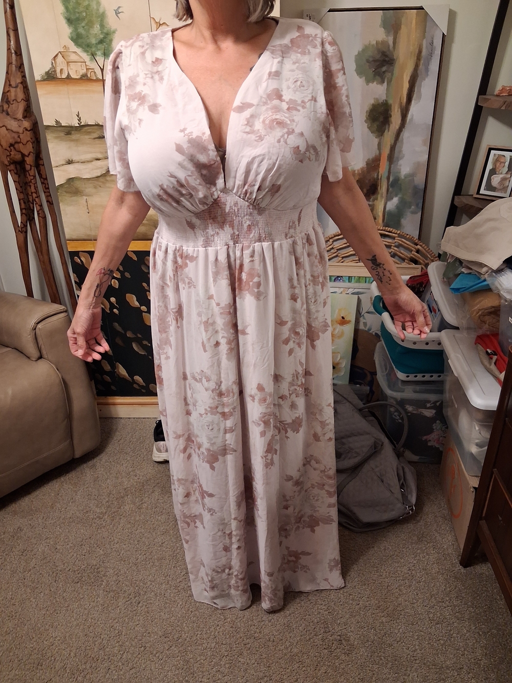 Baltic Born Blush Floral V-Neck Maxi Dress